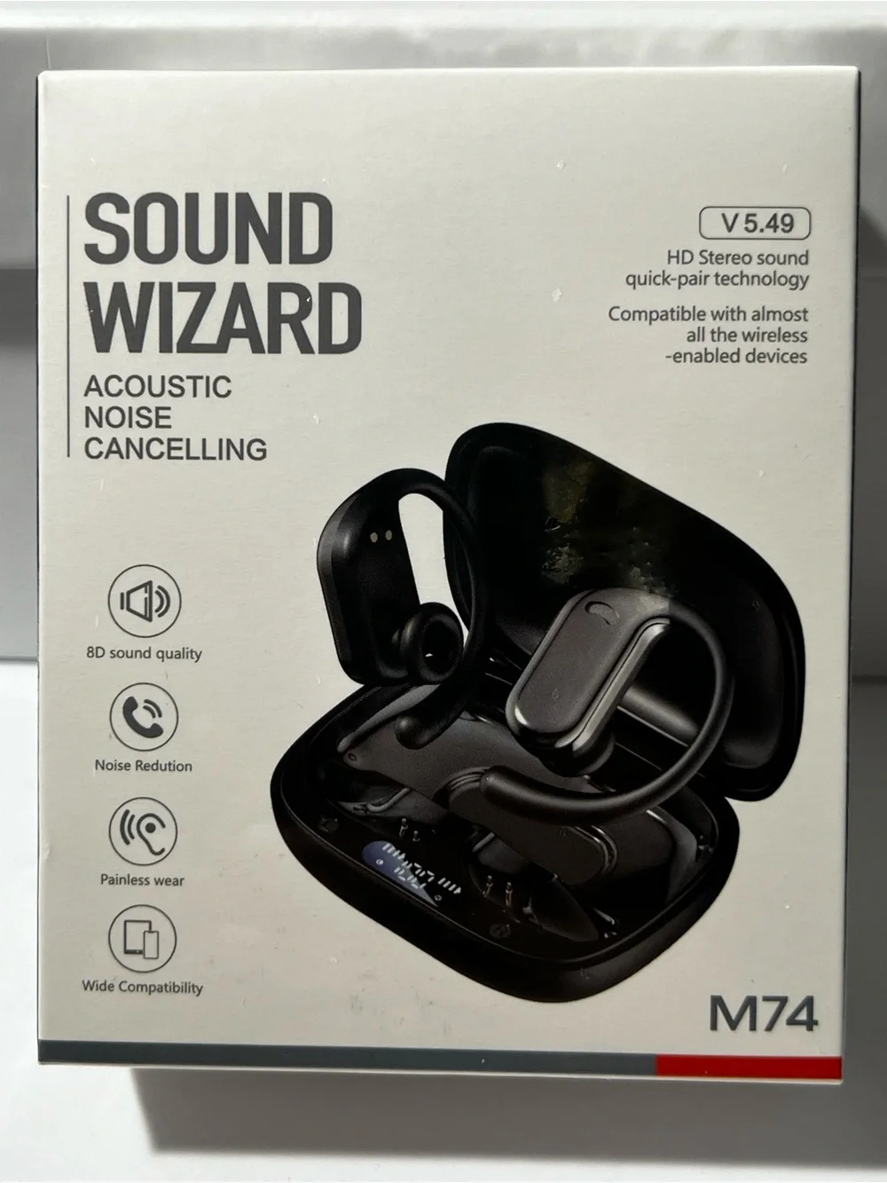 Sound Wizard M74 Wireless Bluetooth Earbuds Noise Cancelling AI Translator Black